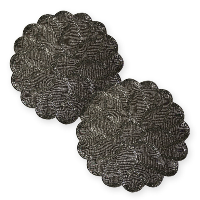 Ensemble de 2 napperons en polyester argenté brodé en polyester pour décorations de Noël