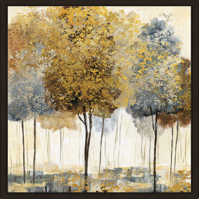 «Metallic Forest I», reproduction de peinture acrylique, H 31,5 po x l 31,5 po x P 2 po, Cadre flottant espresso