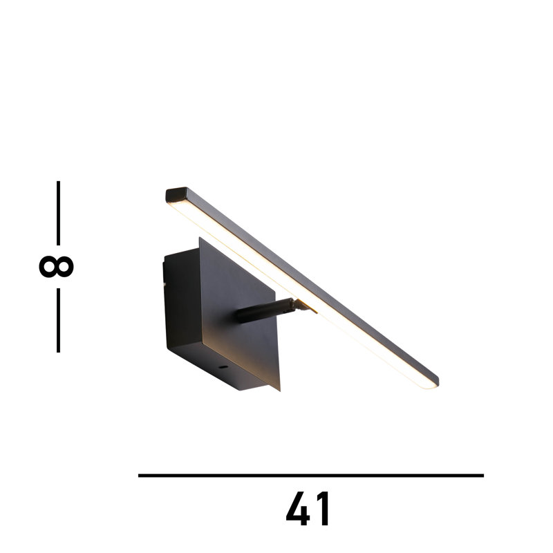 Dalyn LED Wallchiere, Matte Black, 8cm H x 41cm W x 10cm D