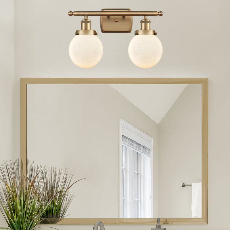 Éclairage pour salle de bain 2 lumières Chippewa, Blanc mat, DEL, Laiton brossé