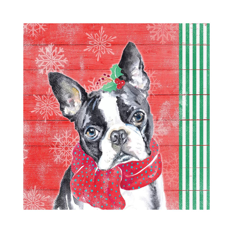 "Holiday Puppy II" par Patricia Pinto, reproduction d’art, H 12 po x l 12 po x P 0,75 po, Toile tendue, Pas de tapis