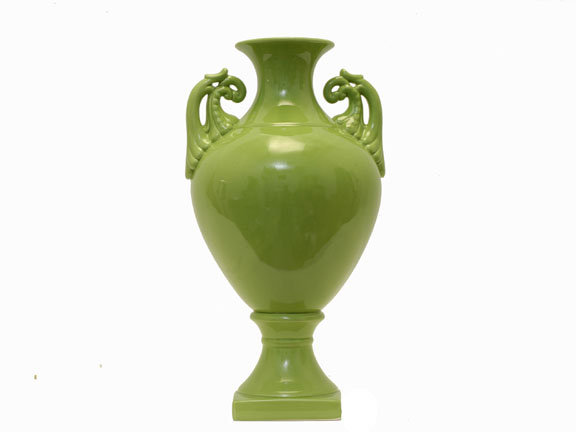 Ceramic Pot White, Green
