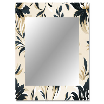 Arban Beige Sleek Damask Harmony - damask  Decorative Mirror, Boho Wall Mirror, Printed Metal Art