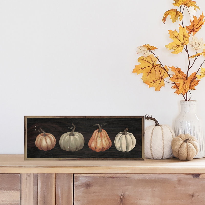 " Four Pumpkins Black ", 24" W x 8" H