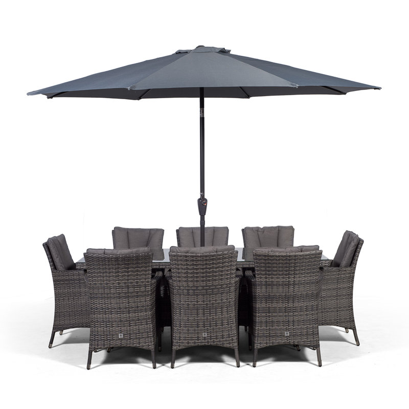 Karcher 8 Seater Dining Set with Cushions and Parasol