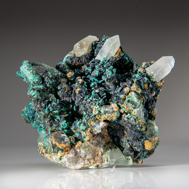Chrysocolla over Quartz from Ray Mine, Mineral Creek District, Pinal County, Arizona