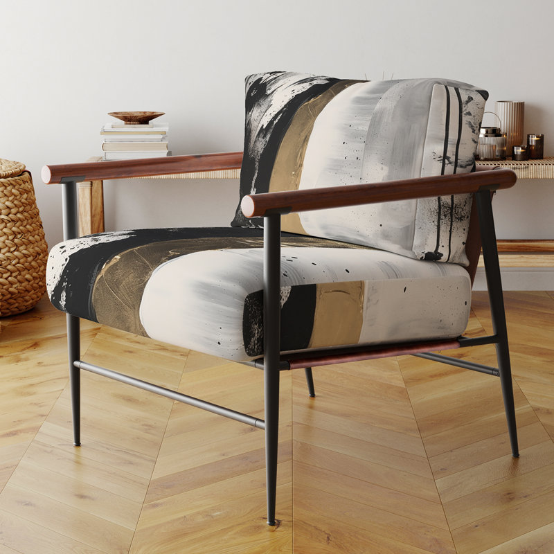 Peinture géométrique abstraite géométrique or - Fauteuil rembourré avec accents abstraits, Noir