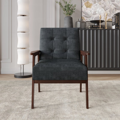 Chaise d'appoint en lin gris foncé