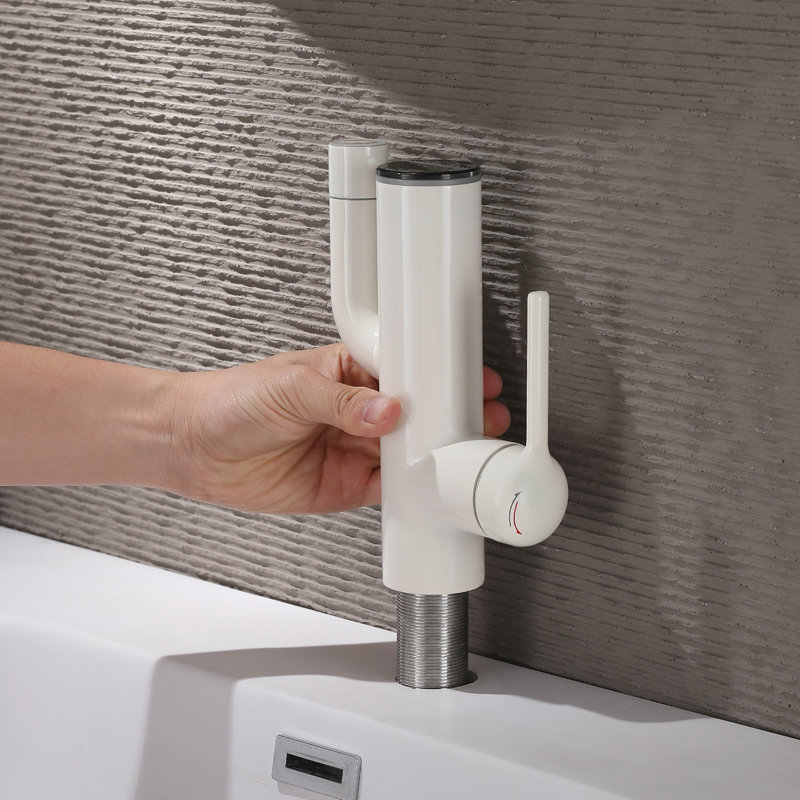 Single-Hole Single-Handle Bathroom Faucet With Drain Assembly, Matte White