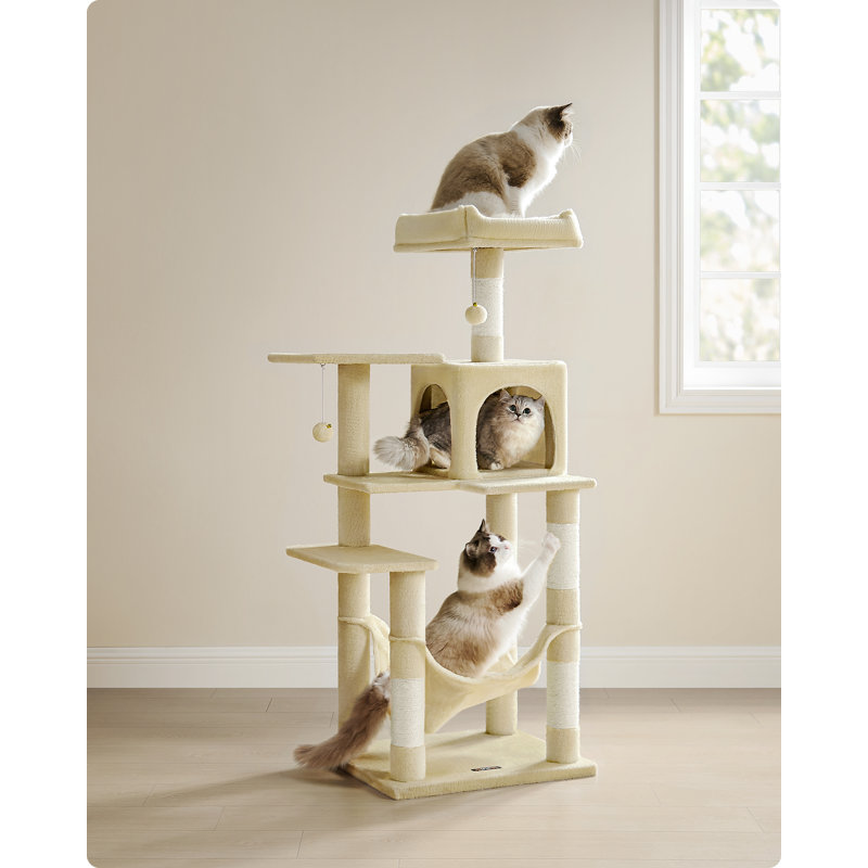 Maison pour chat 56 "à plusieurs niveaux, Beige