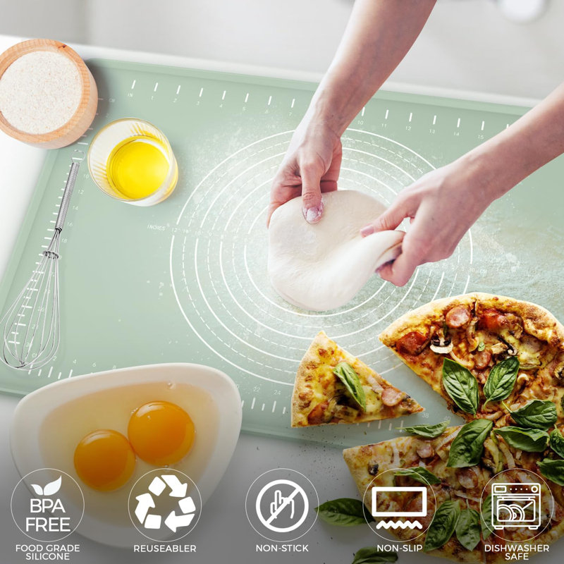 Silicone Baking Mat 28" x 20", Extra Thick Dough Rolling