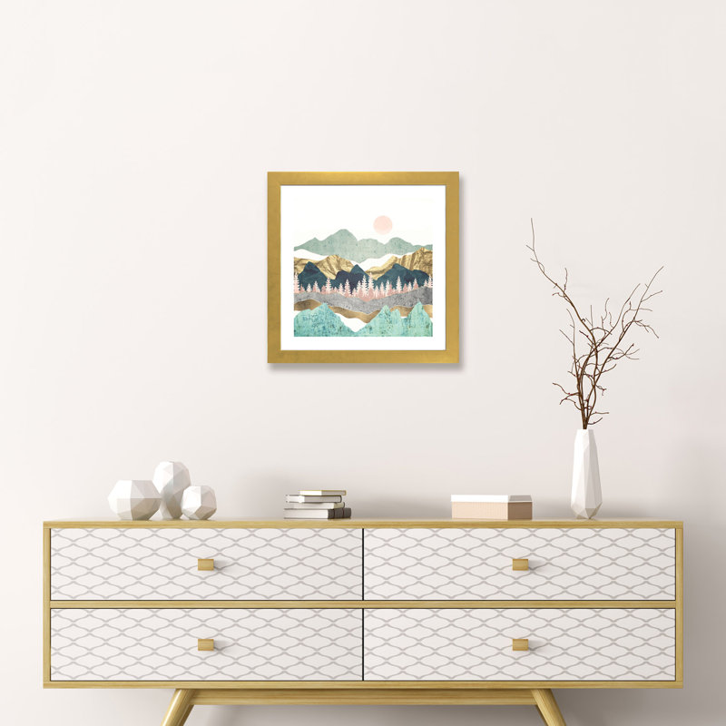 Summer Vista - Imprimé, Encadré en papier doré, H 16 po x l 16 po x p 1 po