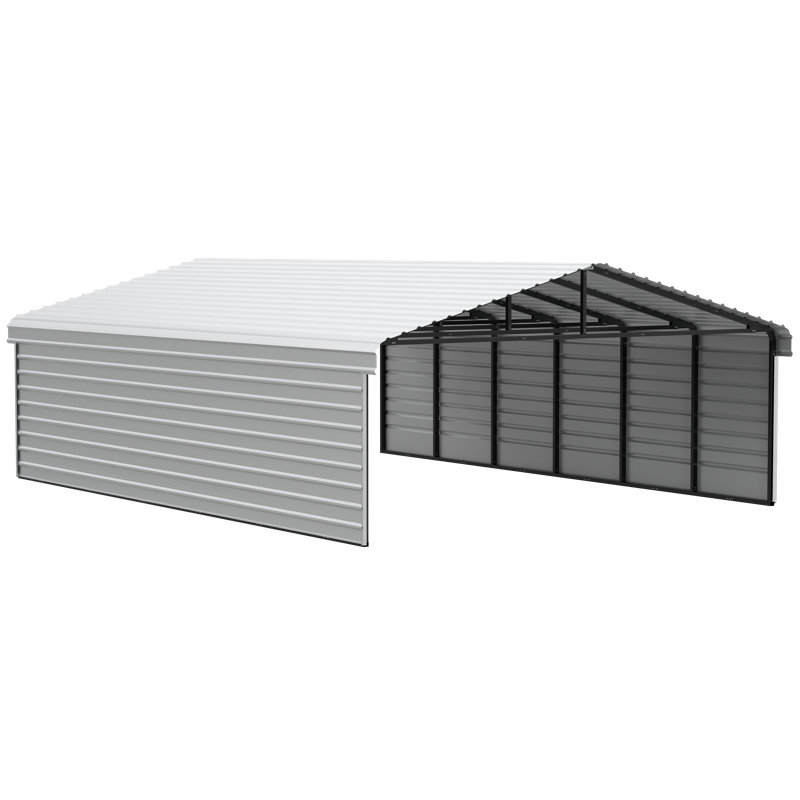Steel Carport With 2 Side Wall Kits, 20X29X7, White