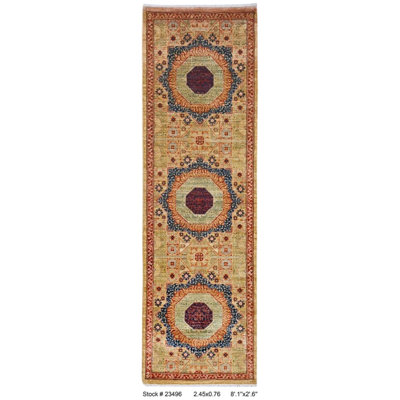 One-of-a-Kind Alcee Hand-Knotted New Age Wool Area Rug in Gold/Beige/Red