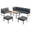 Outdoor Conversation Set 8 Places With 3 Sofas, 2 Stools And 1 Table Grey