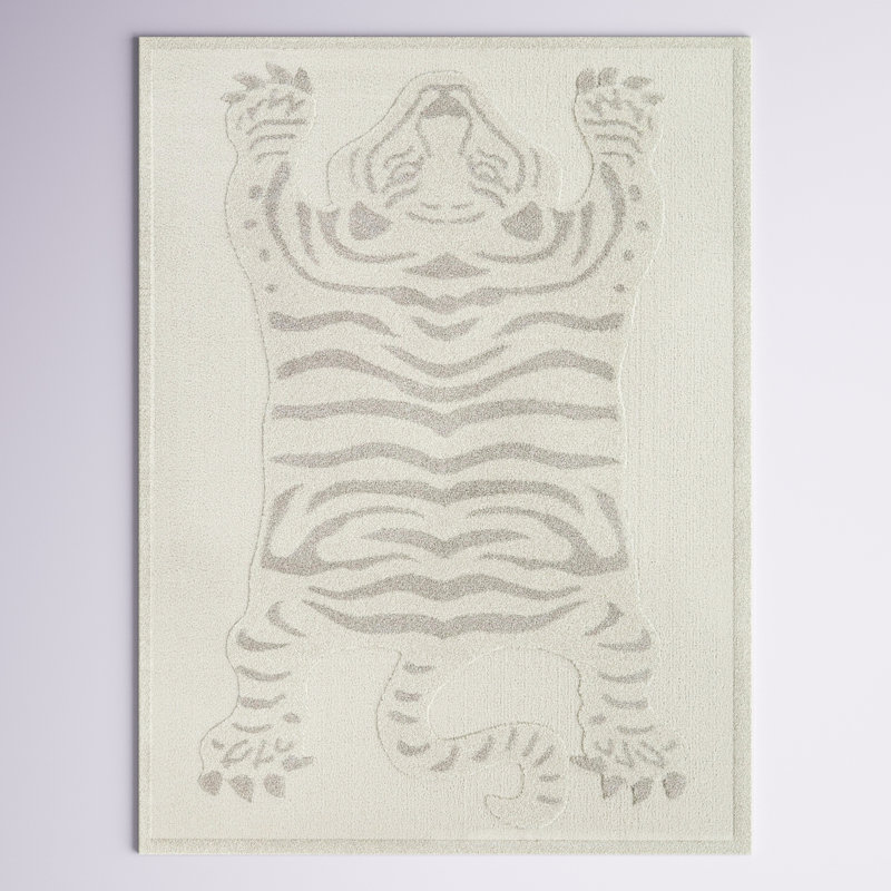 Tapis crème tissé à la machine Alderson, Rectangle 4 pi 4 po x 6 pi