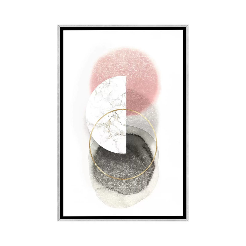 «Blush Geo III» par Isabelle Z - impression d'art graphique, Aucun mat, H 26 po x l 18 po x 1,5 po, Toile avec cadre argenté