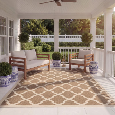 Herefordshire Geometric Brown/Beige Indoor/Outdoor Area Rug