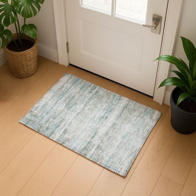 Tapis de qualité supérieure lavable à la machine Mayfield AMF2154, Turquoise, Rectangle 1 pi 8 po x 2 pi 6 po