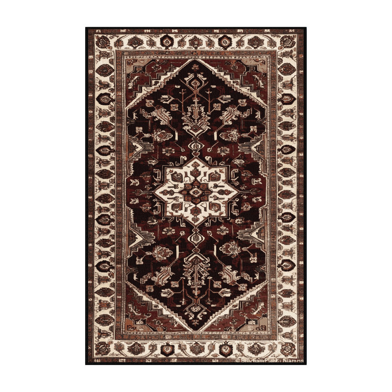 Tapis persan noir lavable à la machine, Rectangulaire 2 pi x 3 pi