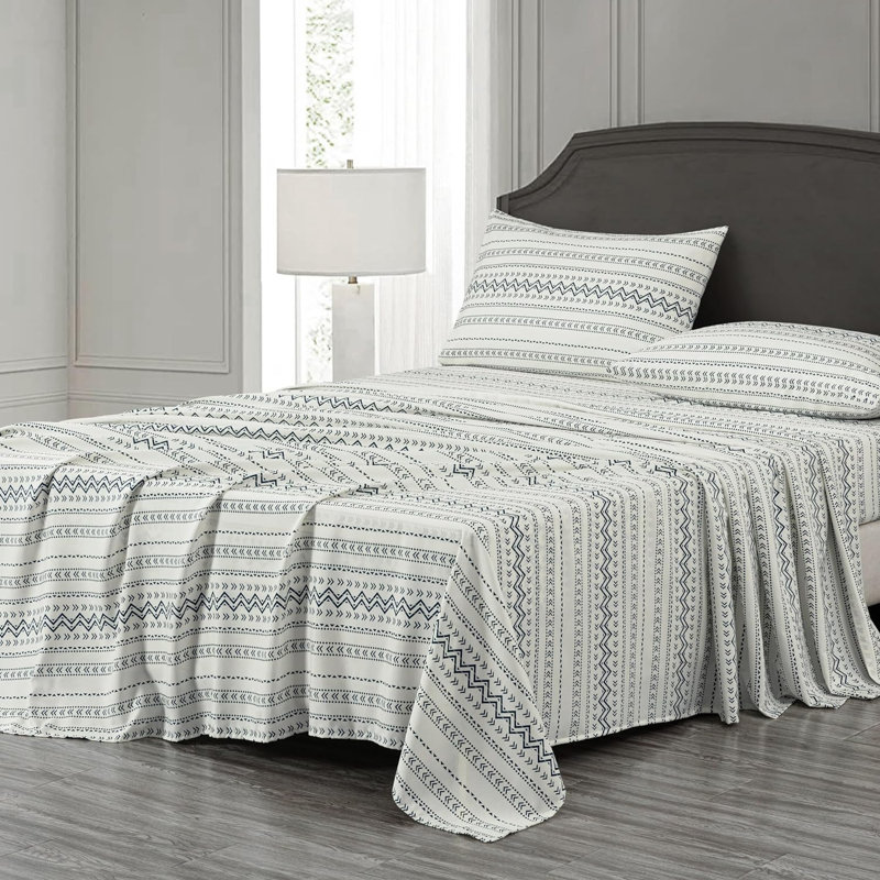 Colby Southwestern Lodge Printed Microfiber Bed Sheet Set, California King Sheet Set with 2 Pillowcases