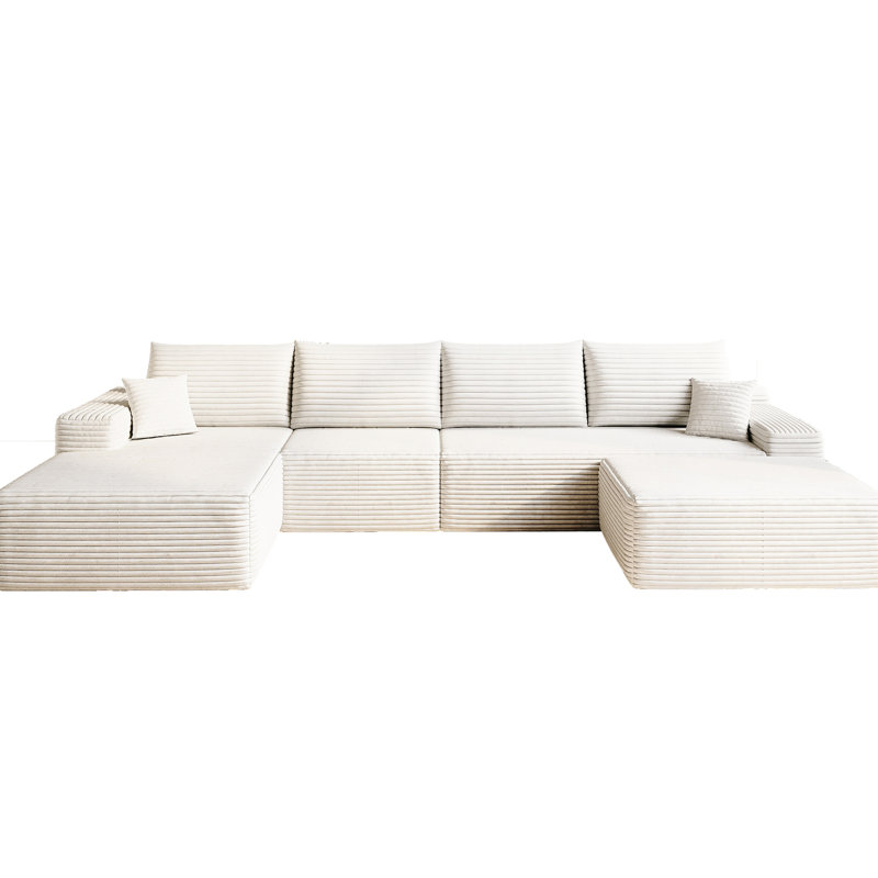 Canapé rembourré, H 38,7 po x l 133,12 po x P 70,86 po