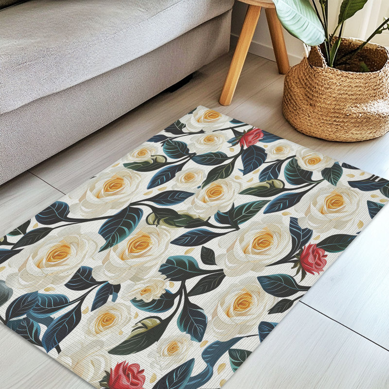 Tapis tressé à motif floral, Rectangulaire 3 pi x 5 pi