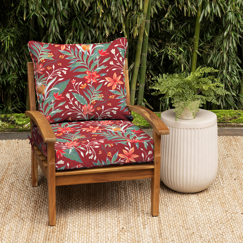ARDEN EarthFIBER 2 - Piece Outdoor Seat/Back Cushion, Red Polyester/Polyester Blend