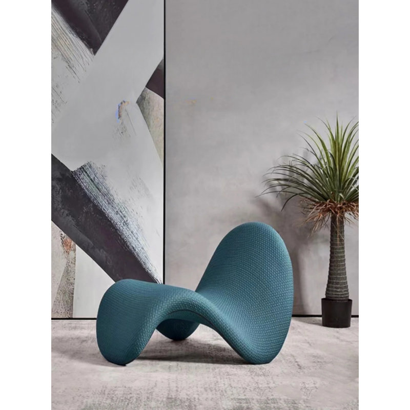 Upholstered Accent Chair, Blue Polyester Blend