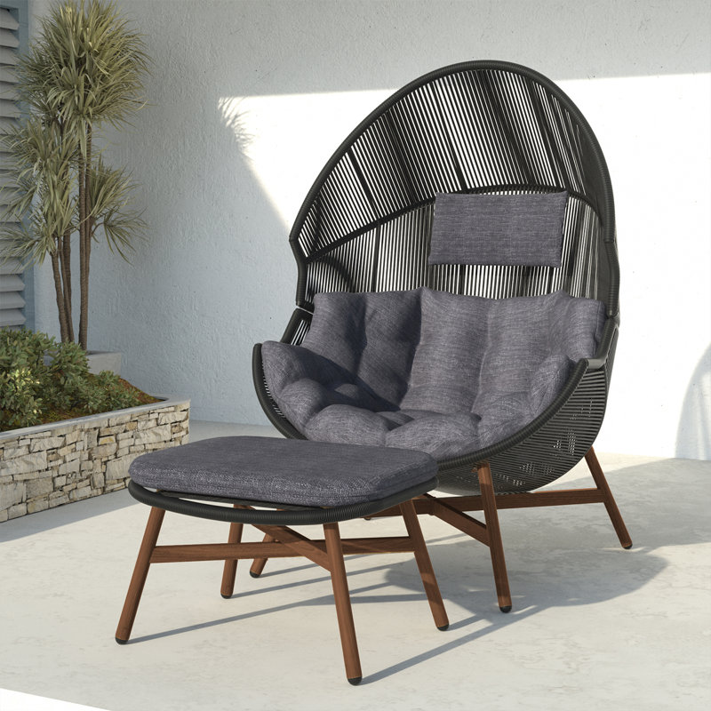 Chaise confortable avec coussin Renna Papasan, Avec repose-pieds