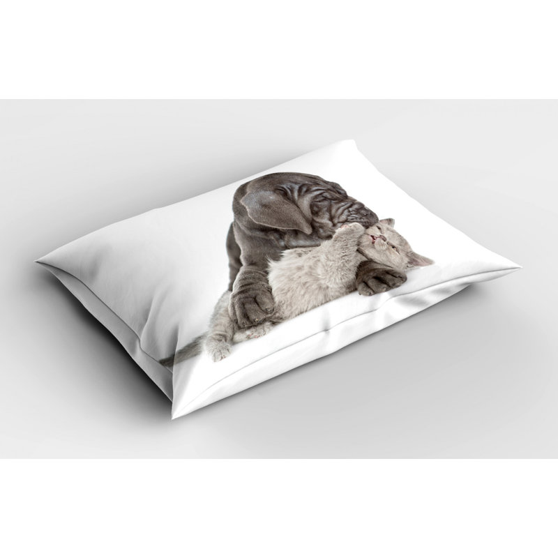 Gray/White Polyester Microfiber Piece Sham, Twin