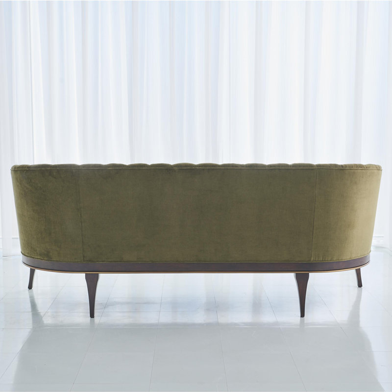 Channel Back Sofa-Silversmith, Moss Velvet
