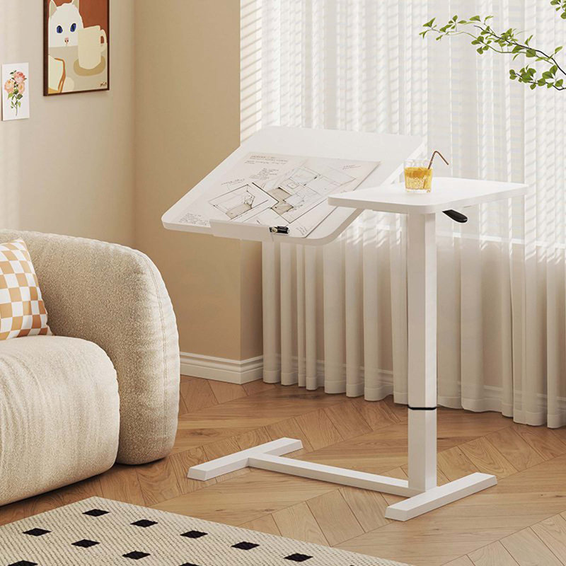 (UPGRADED) Overbed Bedside Desk, Mobile Rolling Laptop Stand Tilting Overbed Table with Wheels, Height Adjustable Tray Bedside Table for Laptop Bed Sofa, WHITE ( Prime Big Deal Days )