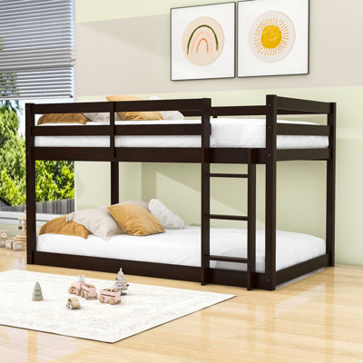 Halvor Twin Over Twin Size Wood Bunk Bed with Ladder by Harriet Bee