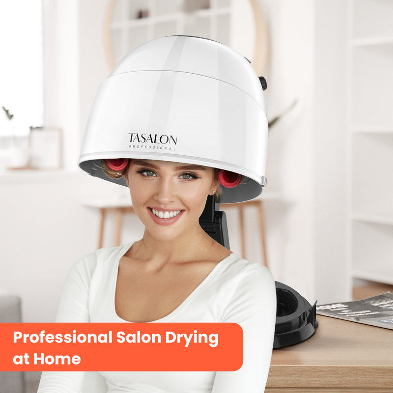 1875W Tabletop Ionic Hooded Hair Dryer with Storage Space, Black/White