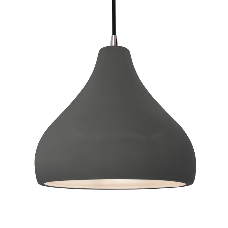 Luminaire suspendu à 1 lumière Meydan, H 9,5 po x l 13,5 po x P 13,5 po, DEL (intégrée), Gris brillant / noir nickel