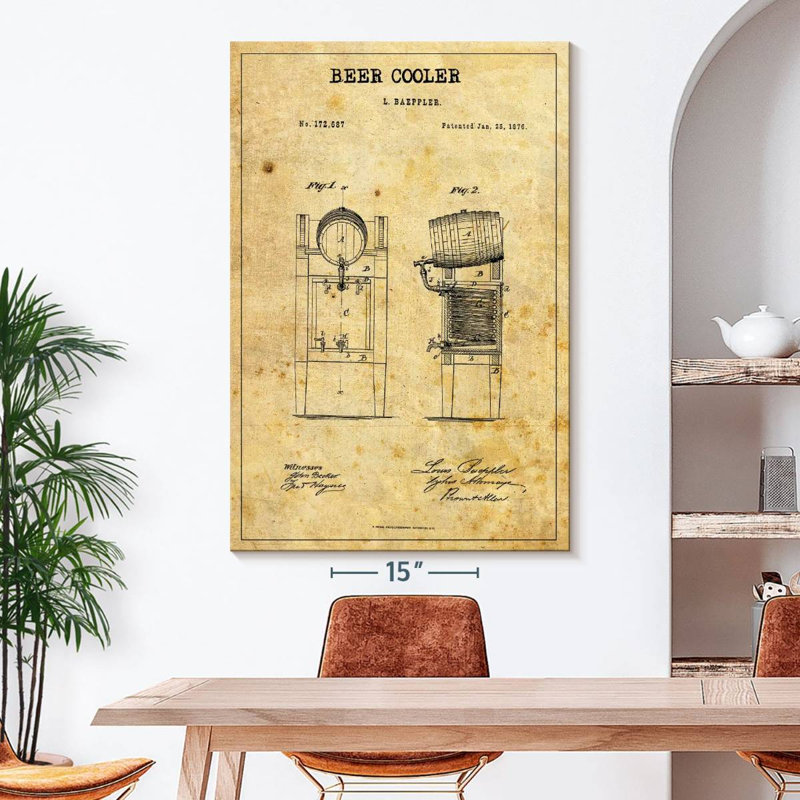 «Beer Cooler», brevet sur toile, H 51 po x l 34 po x P 1,25 po