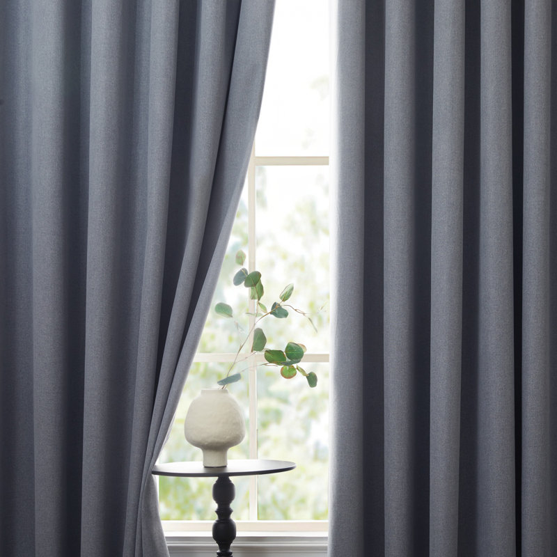 Linen Blend Blackout Curtain Panel Pair, Grey, 117cm Width x 137cm Drop