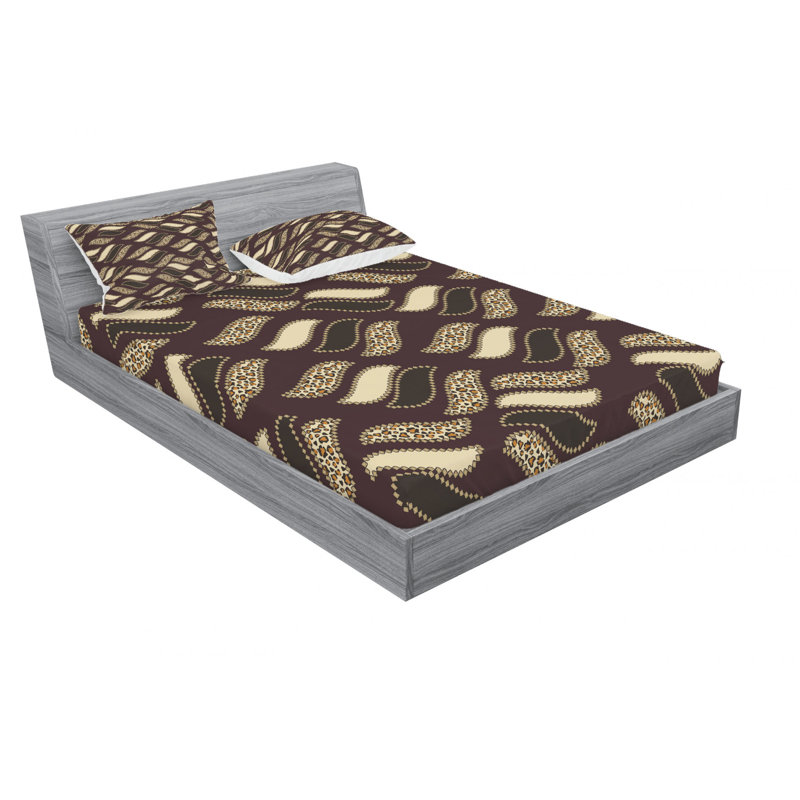 Ensemble de draps à peau ethnique guépard, Ensemble de drap pour grand lit avec drap-housse