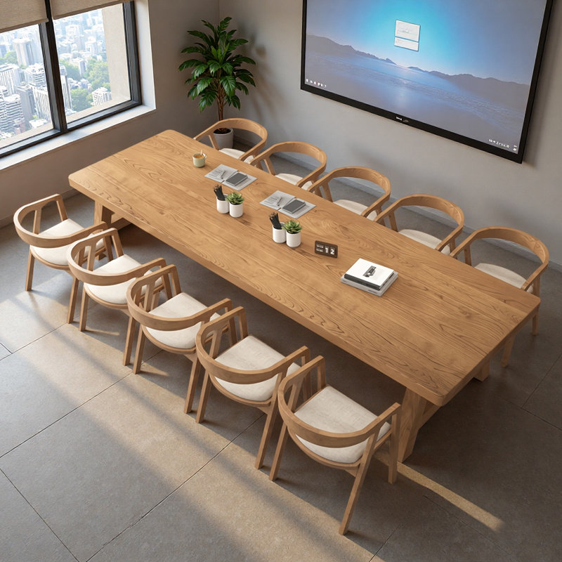 Tables de conférence simples en bois massif, H 29,5 po x L 126 po x P 47,2 po