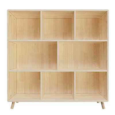 8 compartiments en bois de pin, compartiments optimisés, maison, construction verticale, bibliothèque facile à assembler, tablettes fixes, design, utilisation transversale, dossier solide pour plus de stabilité