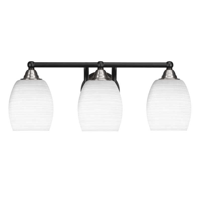 Michell 3-Light Bath Bar, Matte Black/Brushed Nickel, White