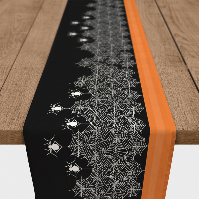 Partone Geometric Halloween Table Runner, 90" L x 16" W