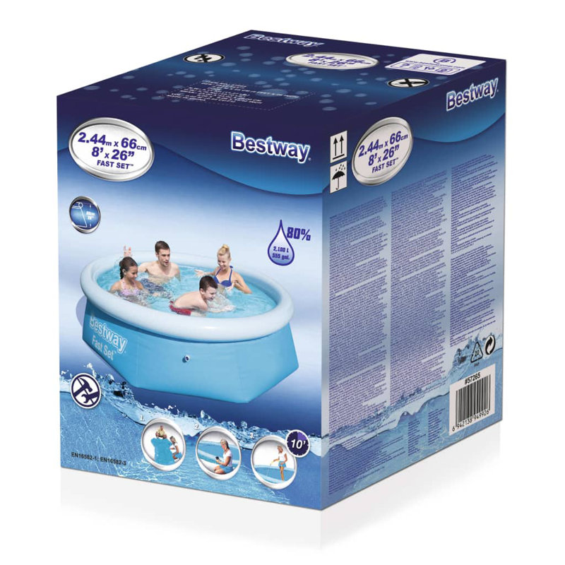Bestway Fast Set Inflatable Swimming Pool Round, 244cm W x 66cm H