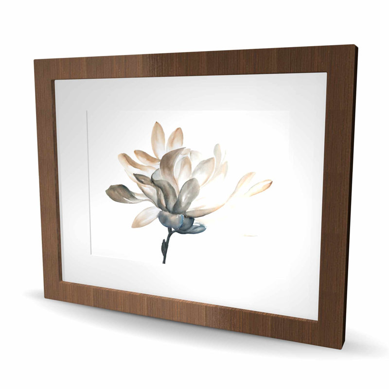 Douceur - Beige floral, botanique, encadré, décor mat
