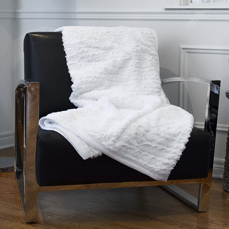 Luxe Reversible Faux Fur Knitted Fleece Throw
