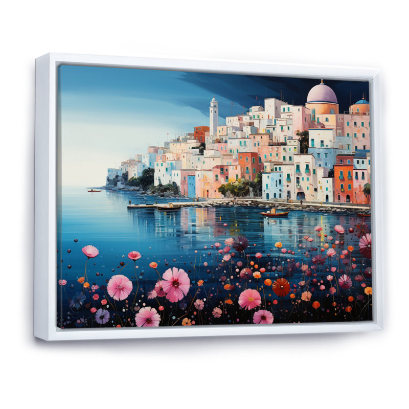 Pink Italy Capri Dreams - Italy Wall Art Prints, Cadre flottant blanc, H 24 po x l 32 po x P 1 po