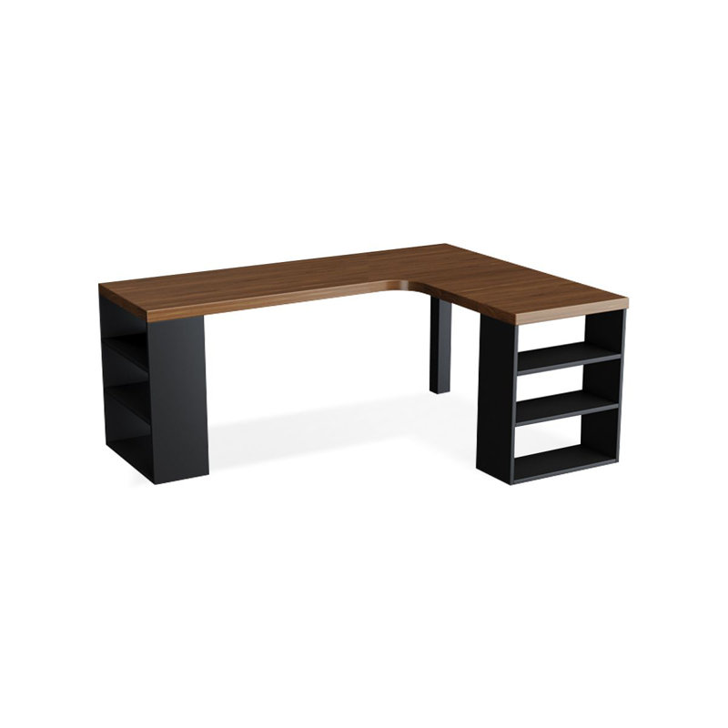 CNL815977765231&Size L-Shaped Solid Wood Iron Writing Desk, 29.53" H x 62.99" W x 47.24" D