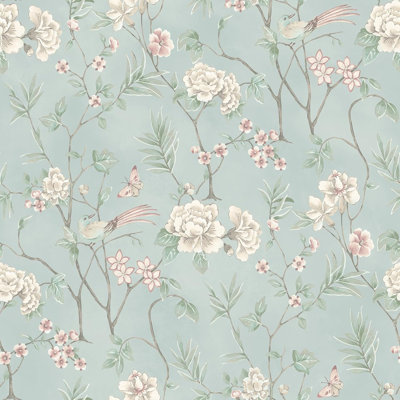 Chinoiserie Garden Robins Egg Peel And Stick Wallpaper