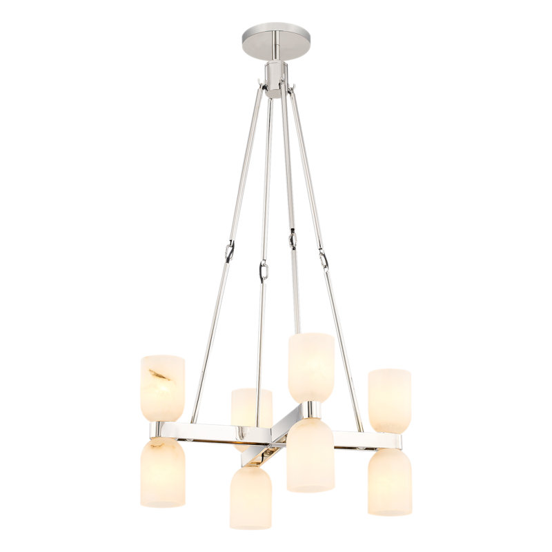 Lucian 8 - Light Chandelier, Polished Nickel/Alabaster
